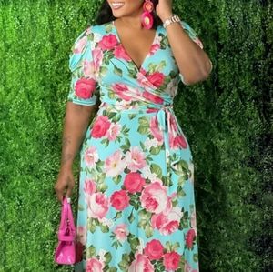 Plus size V Neck Floral Wrap Dress size 22/24